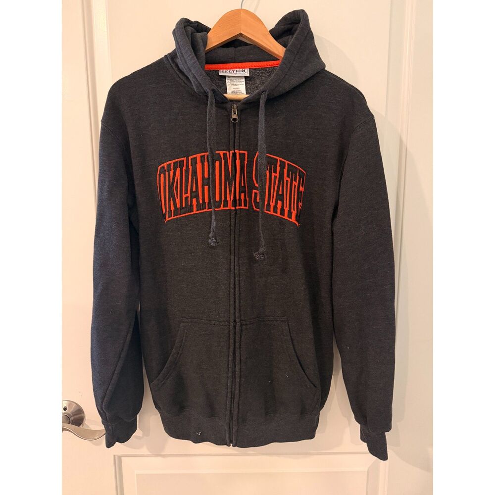 Oklahoma State Cowboys Section 101 Majestic Men’s Small Full Zip Charcoal Hoodie